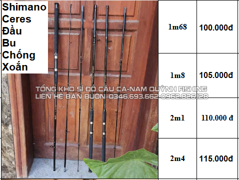 Cần câu Shimano ceres đầu bu chống xoắn 1m68