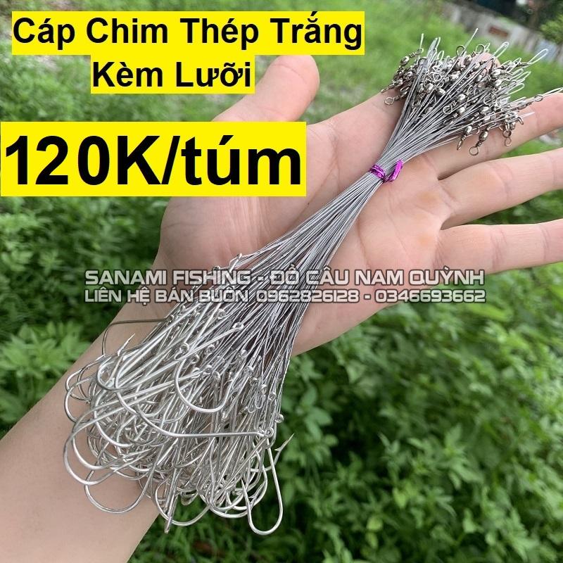 Túm 100 Cáp Chim Thép Trắng Kèm Lưỡi - LC26