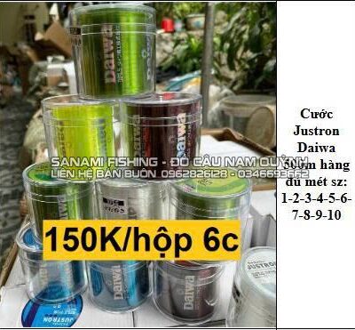 Cước câu cá Justron Daiwa 500m-Hộp 6 cuộn, cước tàng hình siêu bền