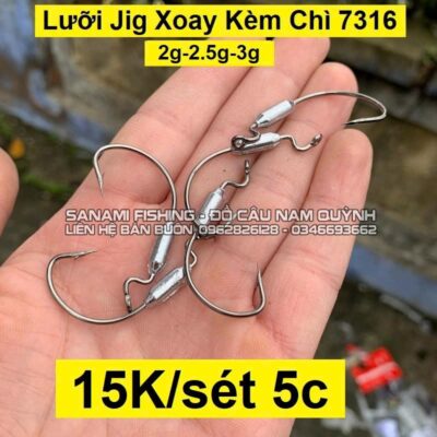 Combo 5 lưỡi Jig xoay có chì câu cá lóc, cá chẽm