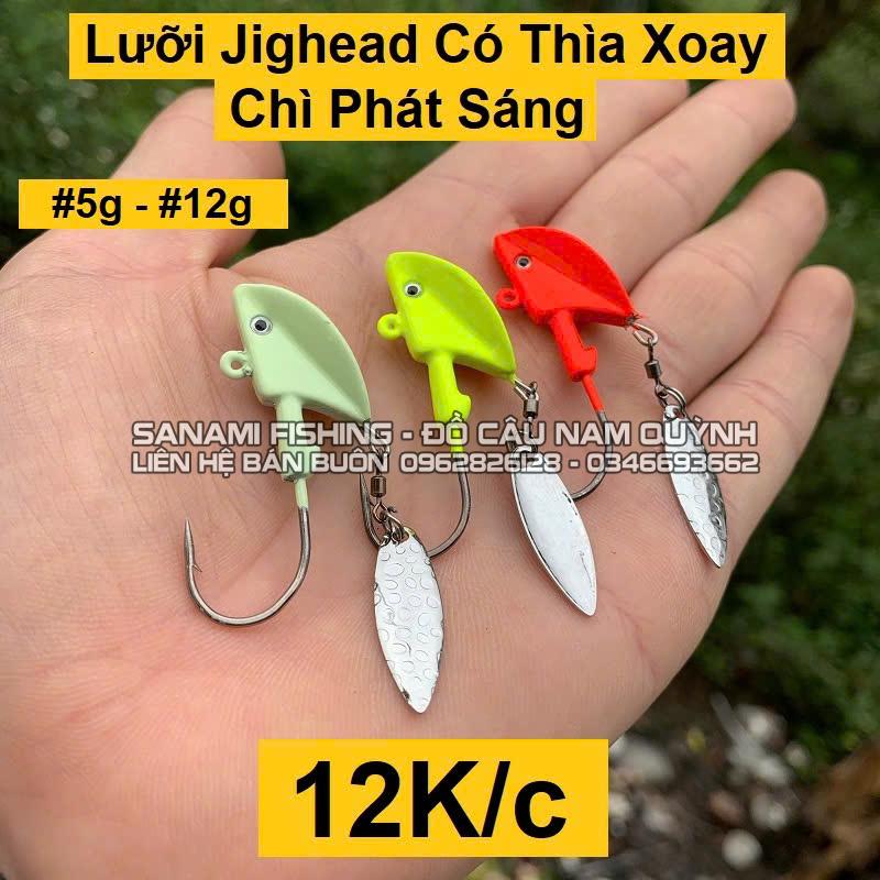 Lưỡi Jighead Có Thìa Xoay Chì Phát Sáng-Đồ Câu Lure Cao Cấp