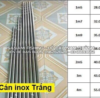 Cán vợt inox trắng 1m5