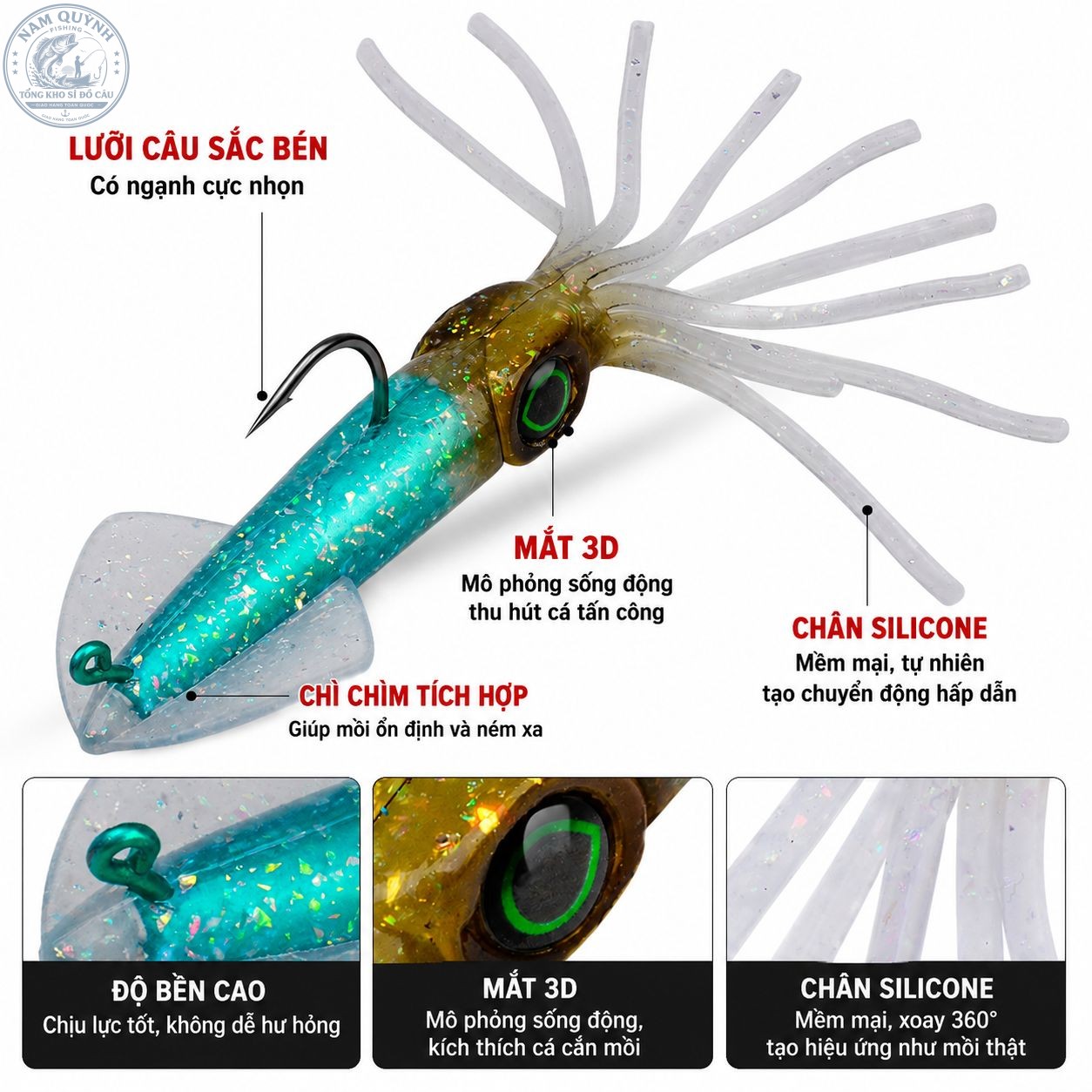 Mồi Giả Câu Lure Mực Dạ Quang Proberos-MO97 Mồi Giả Câu Lure Mực Dạ Quang Proberos-MO97