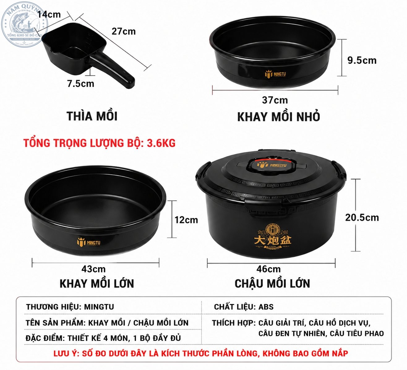 Bộ 4 Món Chậu Đựng Mồi Đa Năng Mingtu-HPK36 Bộ 4 Món Chậu Đựng Mồi Đa Năng Mingtu-HPK36