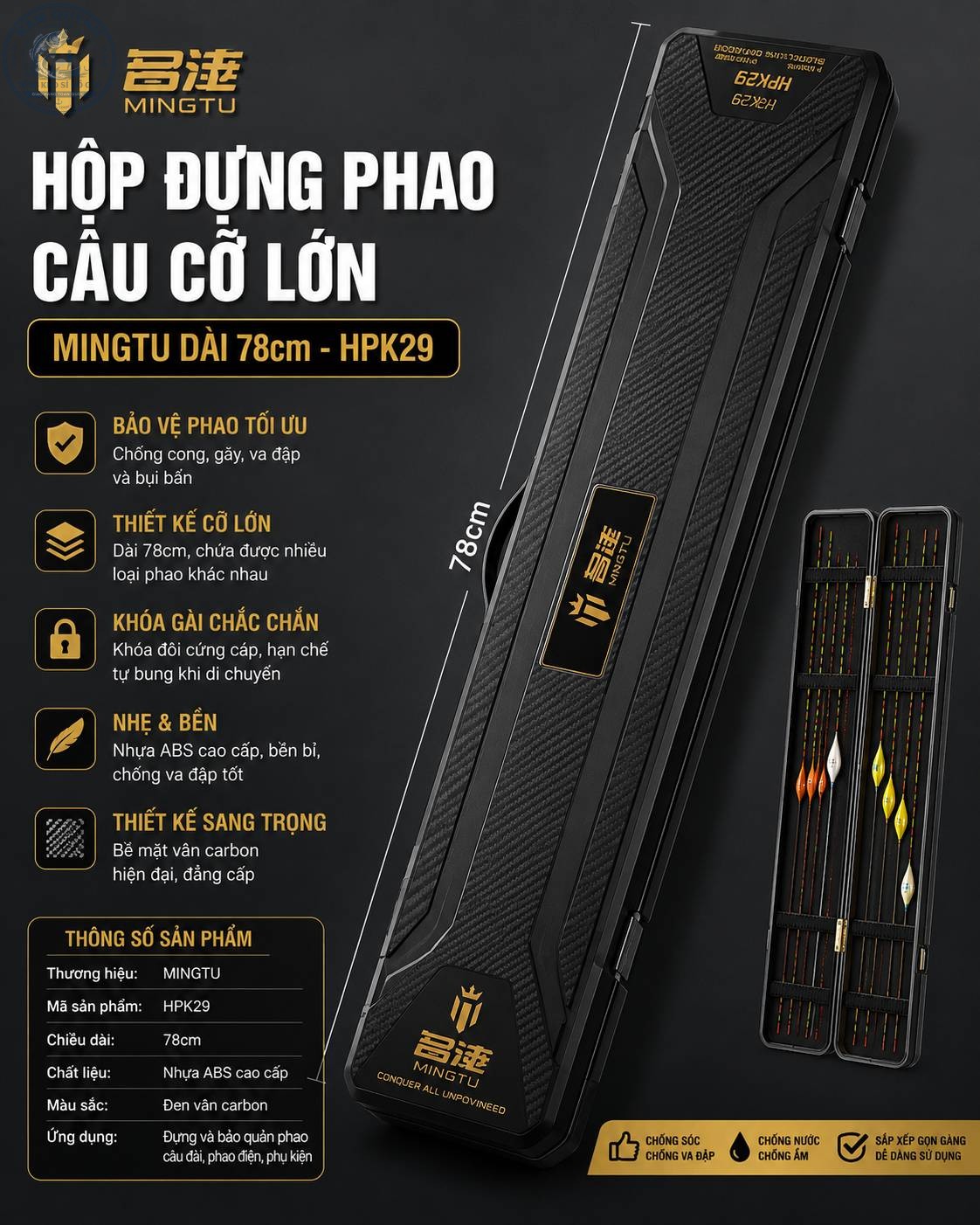 Hộp Đựng Phao Câu Cỡ Lớn MINGTU Chính Hãng Dài 78cm-HPK29 Hộp Đựng Phao Câu Cỡ Lớn MINGTU Chính Hãng Dài 78cm-HPK29