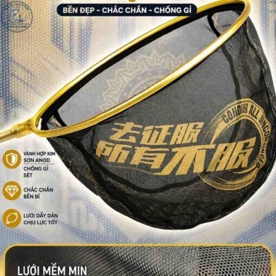 Vành Vợt Vàng-Đen Loại C Liền Khối Câu Cá Cao Cấp MINGTU 40cm-PK155