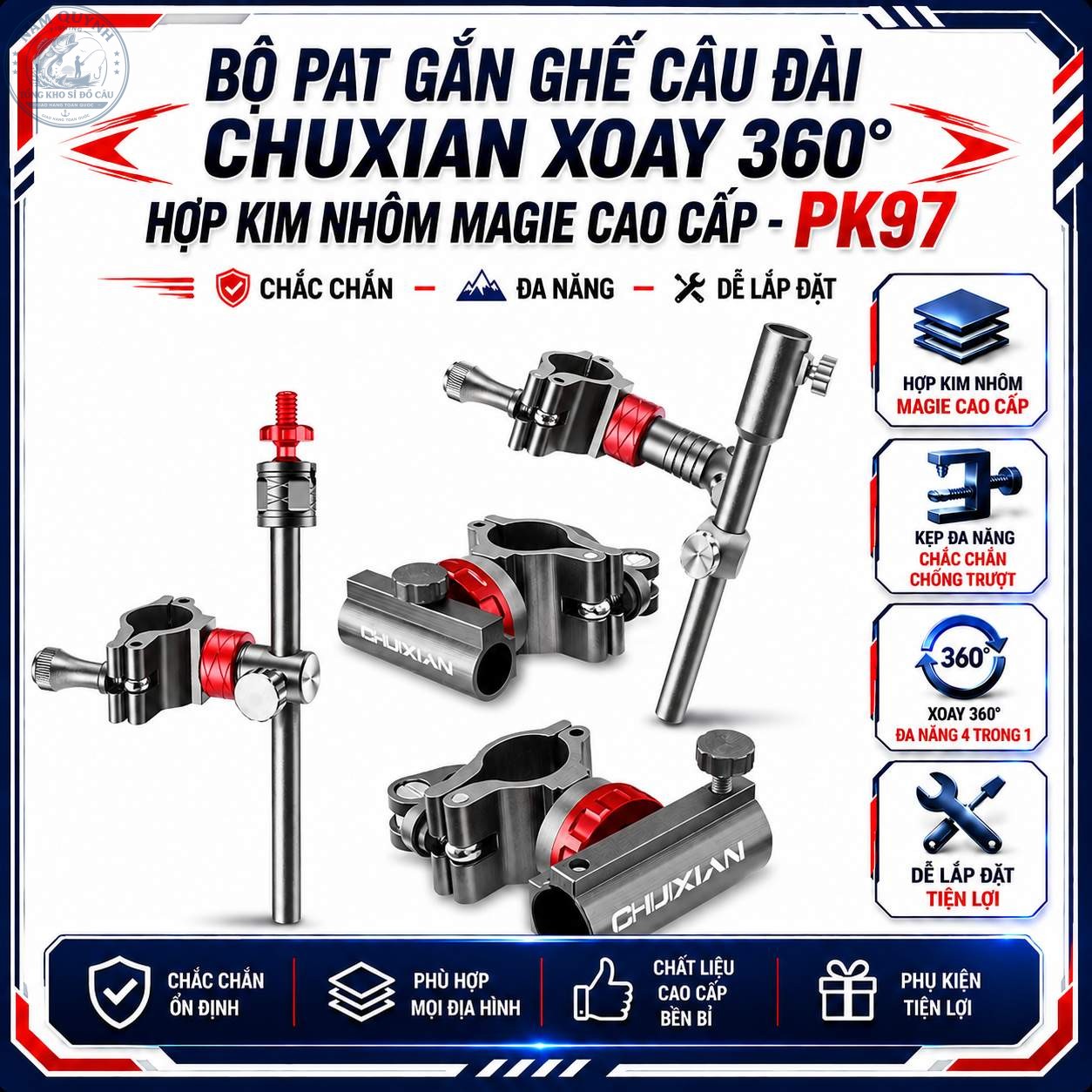 Bộ Pat Gắn Ghế Câu Đài CHUIXIAN Xoay 360° Cao Cấp-PK97 Bộ Pat Gắn Ghế Câu Đài CHUIXIAN Xoay 360° Cao Cấp-PK97