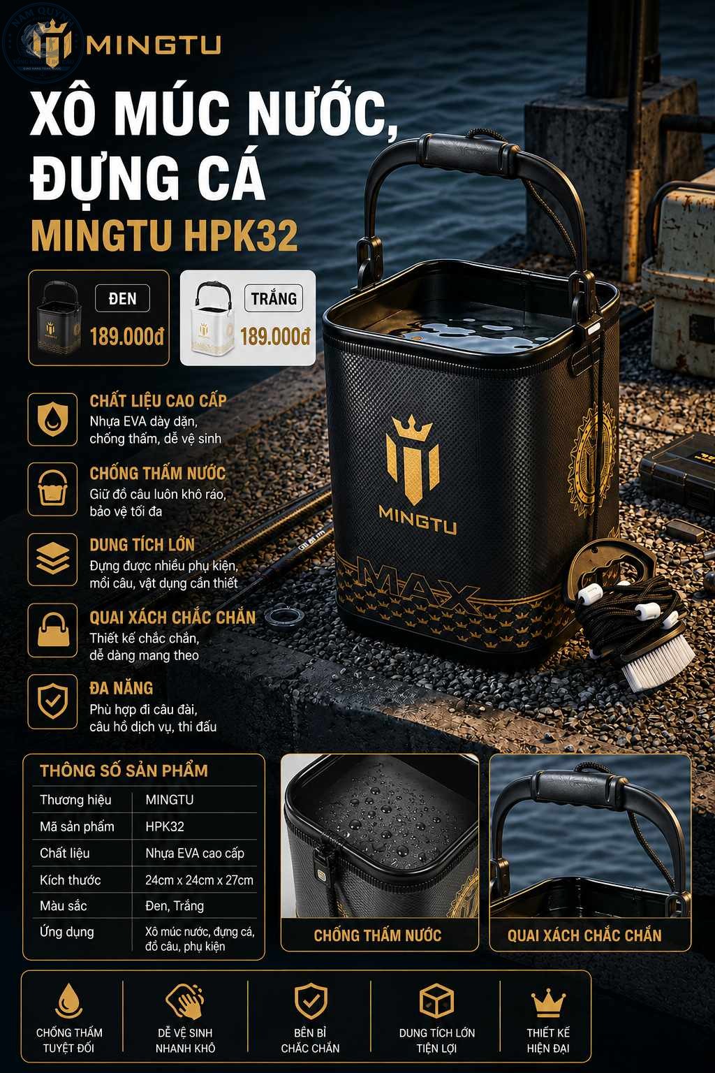 Xô Múc Nước, Đựng Cá Cao Cấp Mingtu Chính Hãng - HPK32 Xô Múc Nước, Đựng Cá Cao Cấp Mingtu Chính Hãng - HPK32