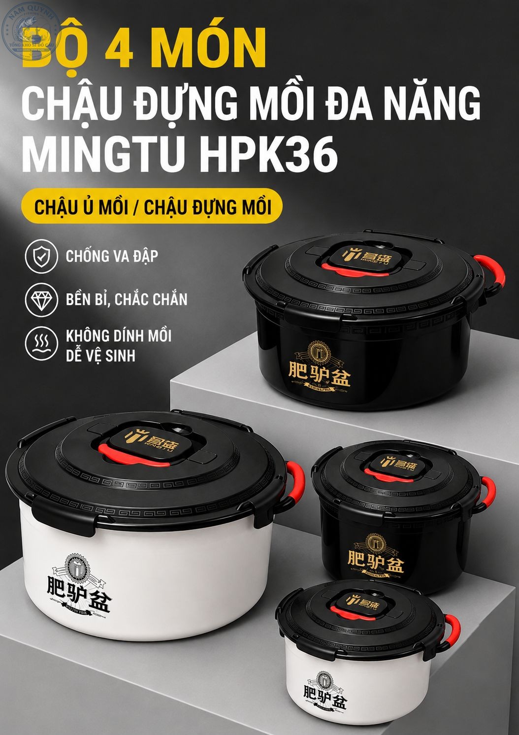 Bộ 4 Món Chậu Đựng Mồi Đa Năng Mingtu-HPK36 Bộ 4 Món Chậu Đựng Mồi Đa Năng Mingtu-HPK36