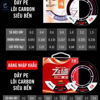 Dây PE Lõi Carbon 30m Huansheng Loại Cao Cấp-DC04
