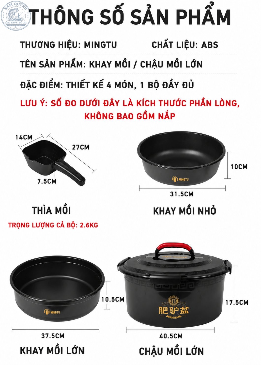 Bộ 4 Món Chậu Đựng Mồi Đa Năng Mingtu-HPK36 Bộ 4 Món Chậu Đựng Mồi Đa Năng Mingtu-HPK36