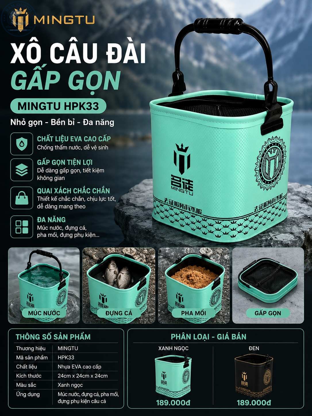 Xô Câu Đài Gấp Gọn MINGTU Không Dây-Có Dây Chính Hãng - HPK33 Xô Câu Đài Gấp Gọn MINGTU Không Dây-Có Dây Chính Hãng - HPK33