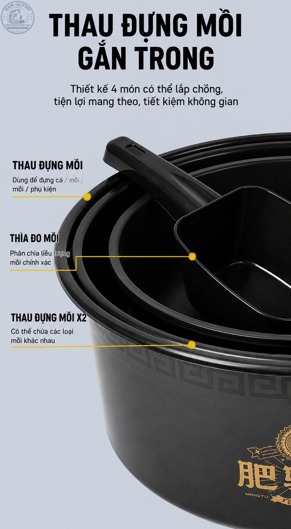 Bộ 4 Món Chậu Đựng Mồi Đa Năng Mingtu-HPK36 Bộ 4 Món Chậu Đựng Mồi Đa Năng Mingtu-HPK36