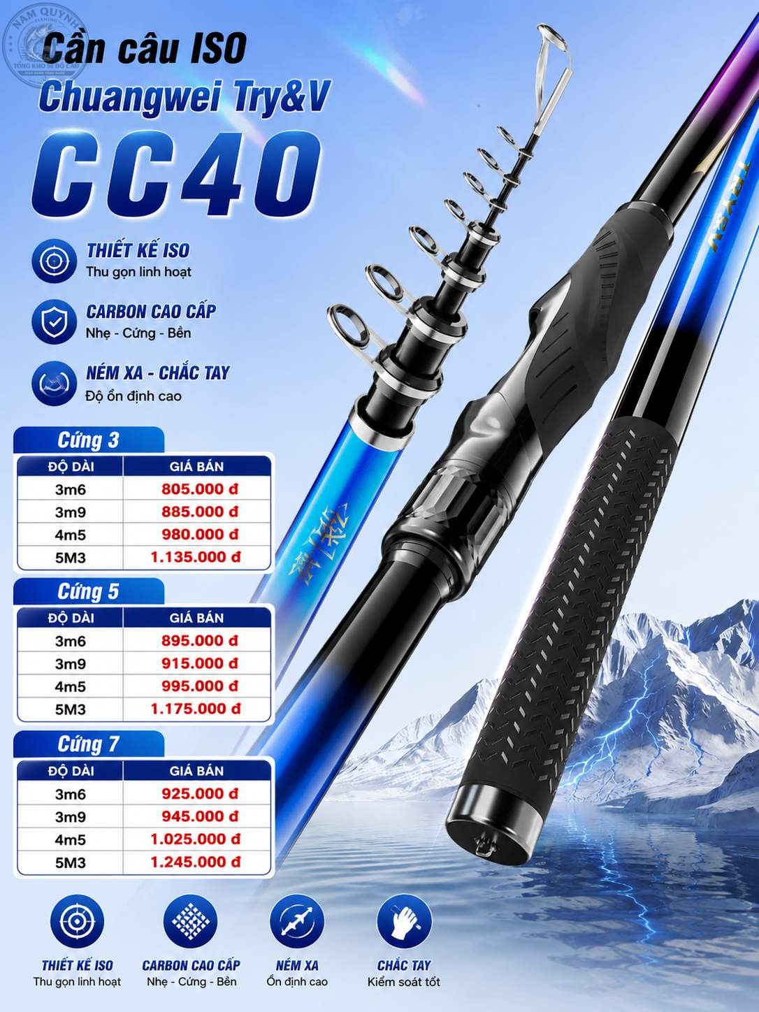 CẦN CÂU ISO CHUANGWEI TRY&V CHÍNH HÃNG CỨNG 5-CC40