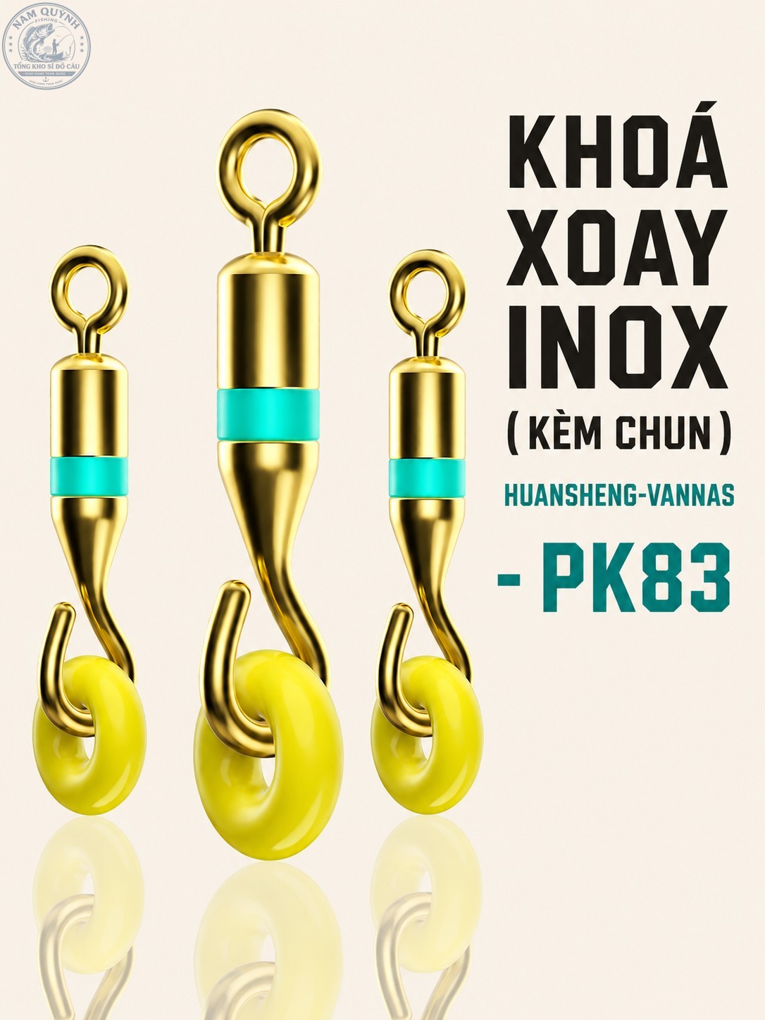 Set 100 Cái Khoá Xoay Inox Kèm Chun Huansheng-PK83 Set 100 Cái Khoá Xoay Inox Kèm Chun Huansheng-PK83
