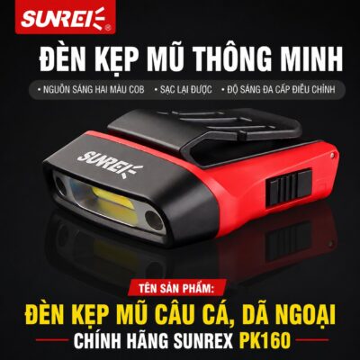 ĐÈN KẸP MŨ CÂU CÁ DÃ NGOẠI CHÍNH HÃNG SUNREX – PK160