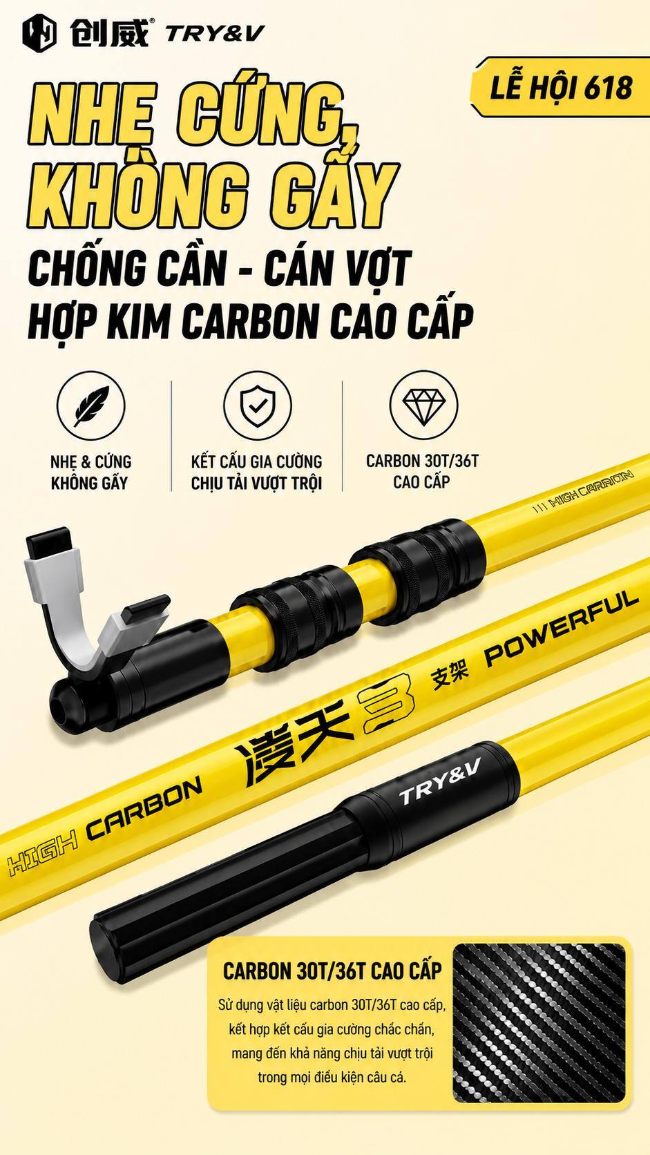 GÁC CẦN SĂN HÀNG CHÍNH HÃNG CHUANGWEI TRY&V – GK01 GÁC CẦN SĂN HÀNG CHÍNH HÃNG CHUANGWEI TRY&V – GK01
