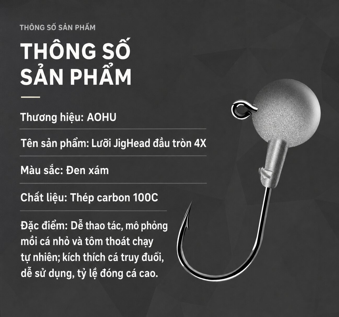 Hộp 25 lưỡi JigHead AOHU 4X chính hãng LC111 - ảnh 7