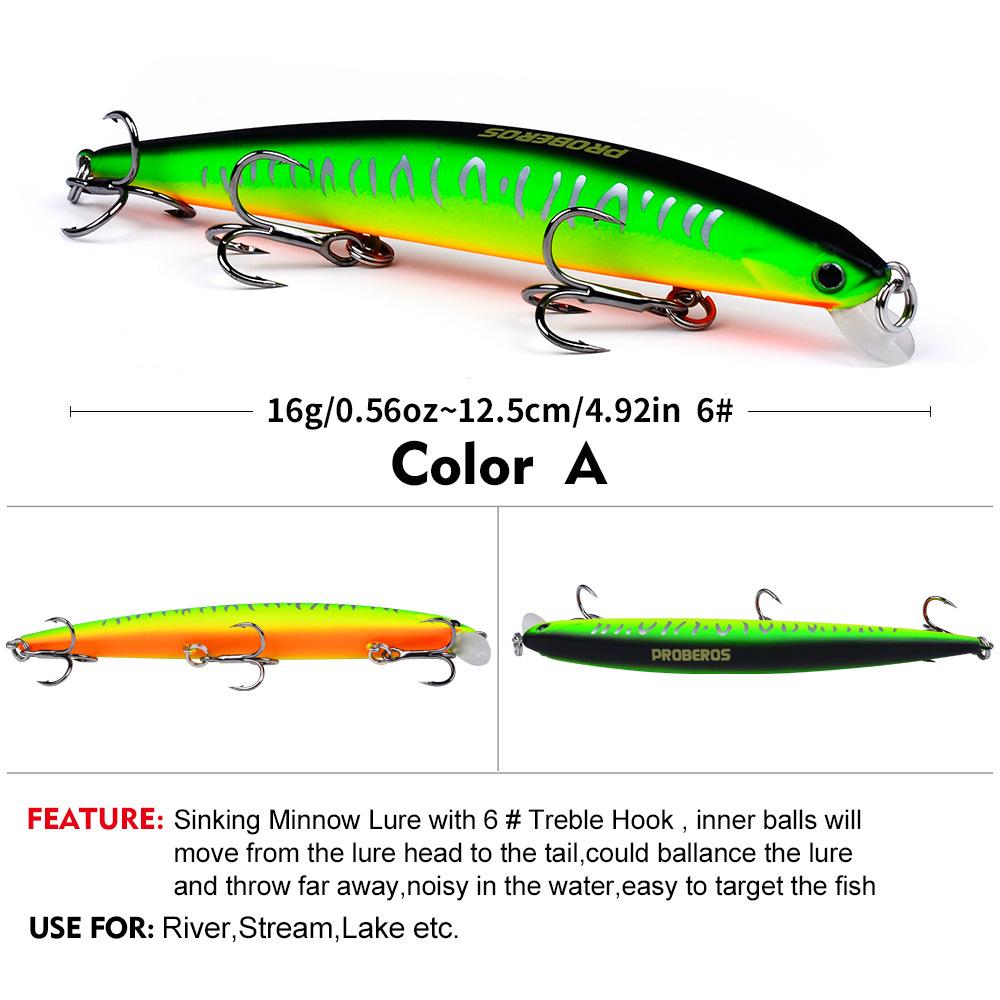 MỒI MINNOW CHÌM CHÍNH HÃNG PROBEROS 12,5CM 16G – MO127 MỒI MINNOW CHÌM CHÍNH HÃNG PROBEROS 12,5CM 16G – MO127