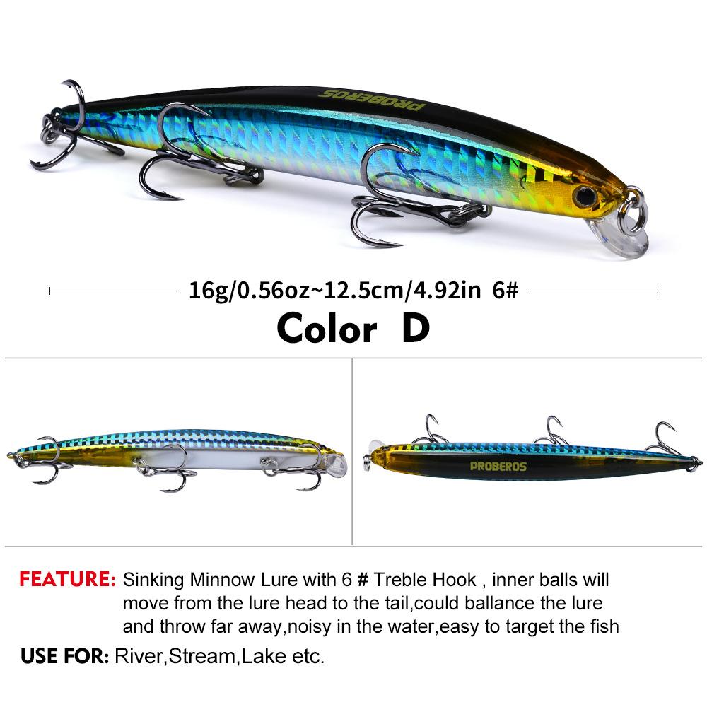 MỒI MINNOW CHÌM CHÍNH HÃNG PROBEROS 12,5CM 16G – MO127 MỒI MINNOW CHÌM CHÍNH HÃNG PROBEROS 12,5CM 16G – MO127