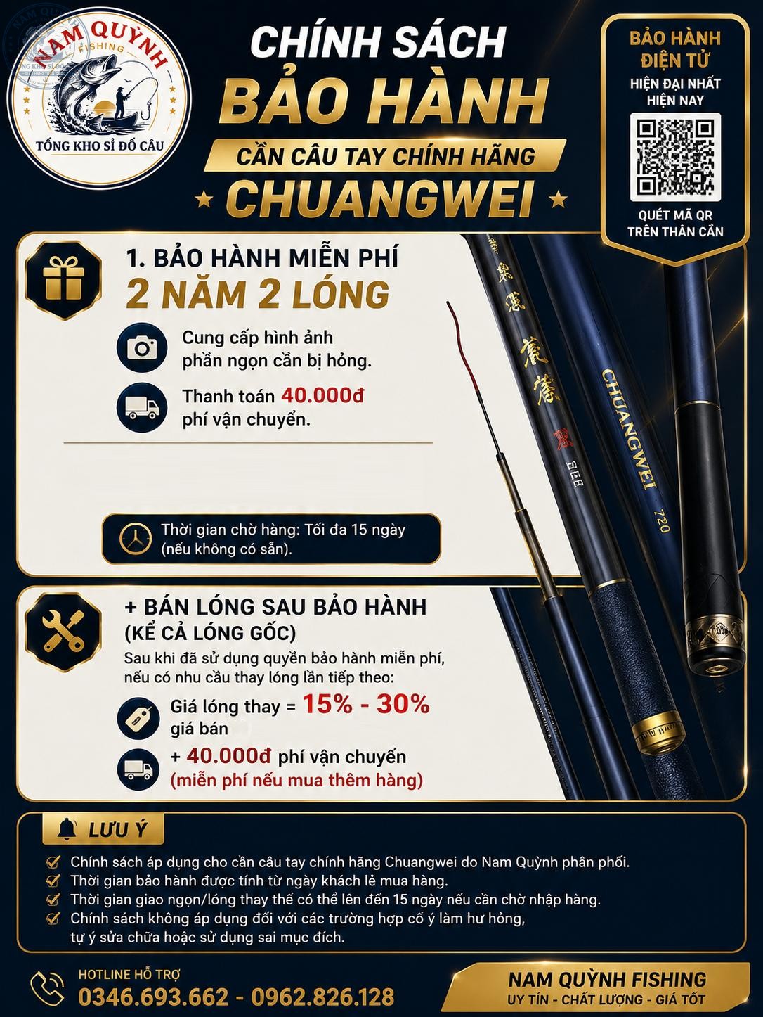Chinh sach bao hanh can cau tay chinh hang Chuangwei