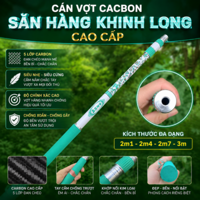 Cán Vợt Cacbon Săn Hàng Khinh Long 2m1– PK62