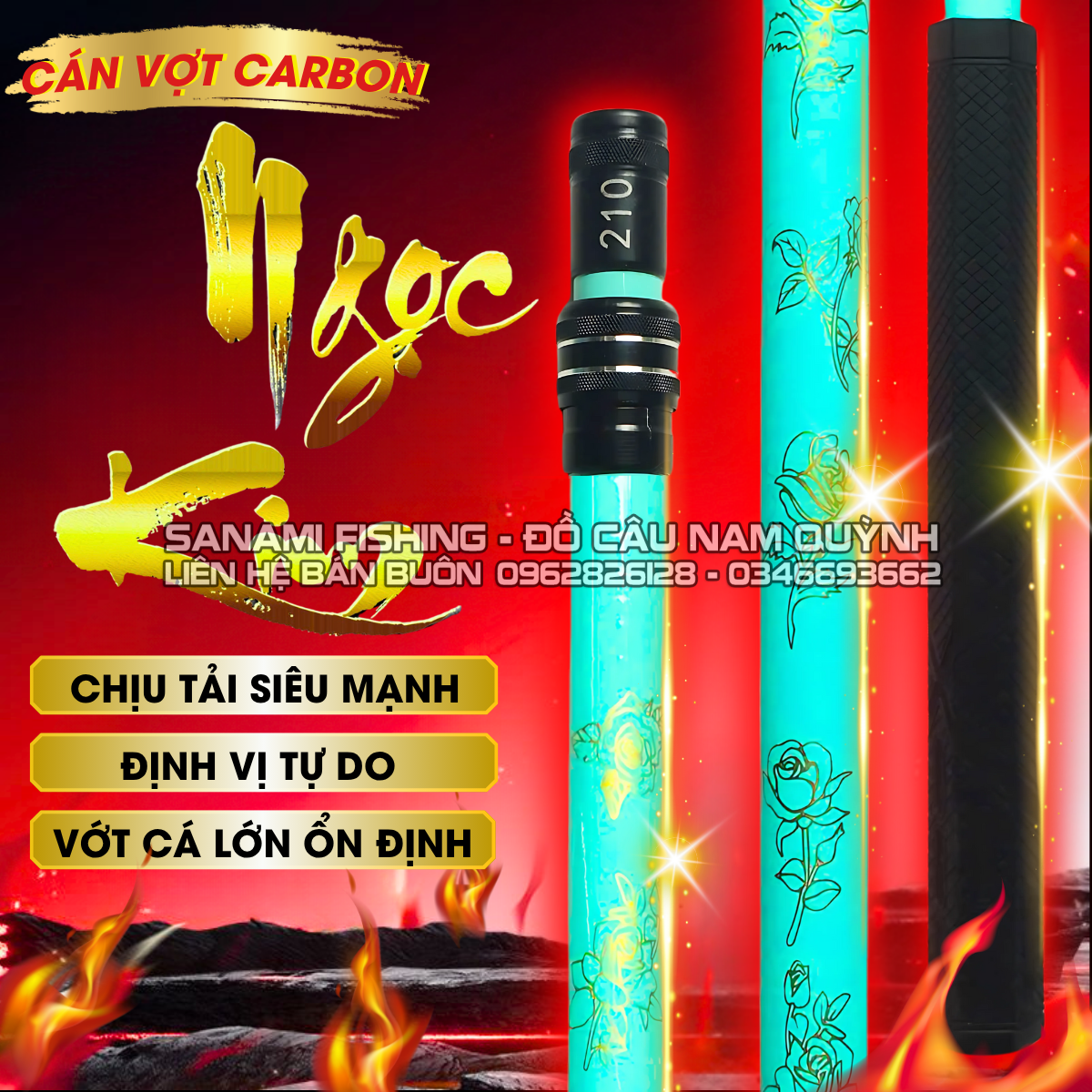 Cán + Gác Cacbon Ngọc Kim – PK66 Cán + Gác Cacbon Ngọc Kim – PK66