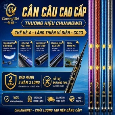 [BH 2 năm 2 lóng] Cần Câu Cao Cấp Lăng Thiên Vĩ Diện-Thương Hiệu ChuangWei Thế Hệ 4-CC23