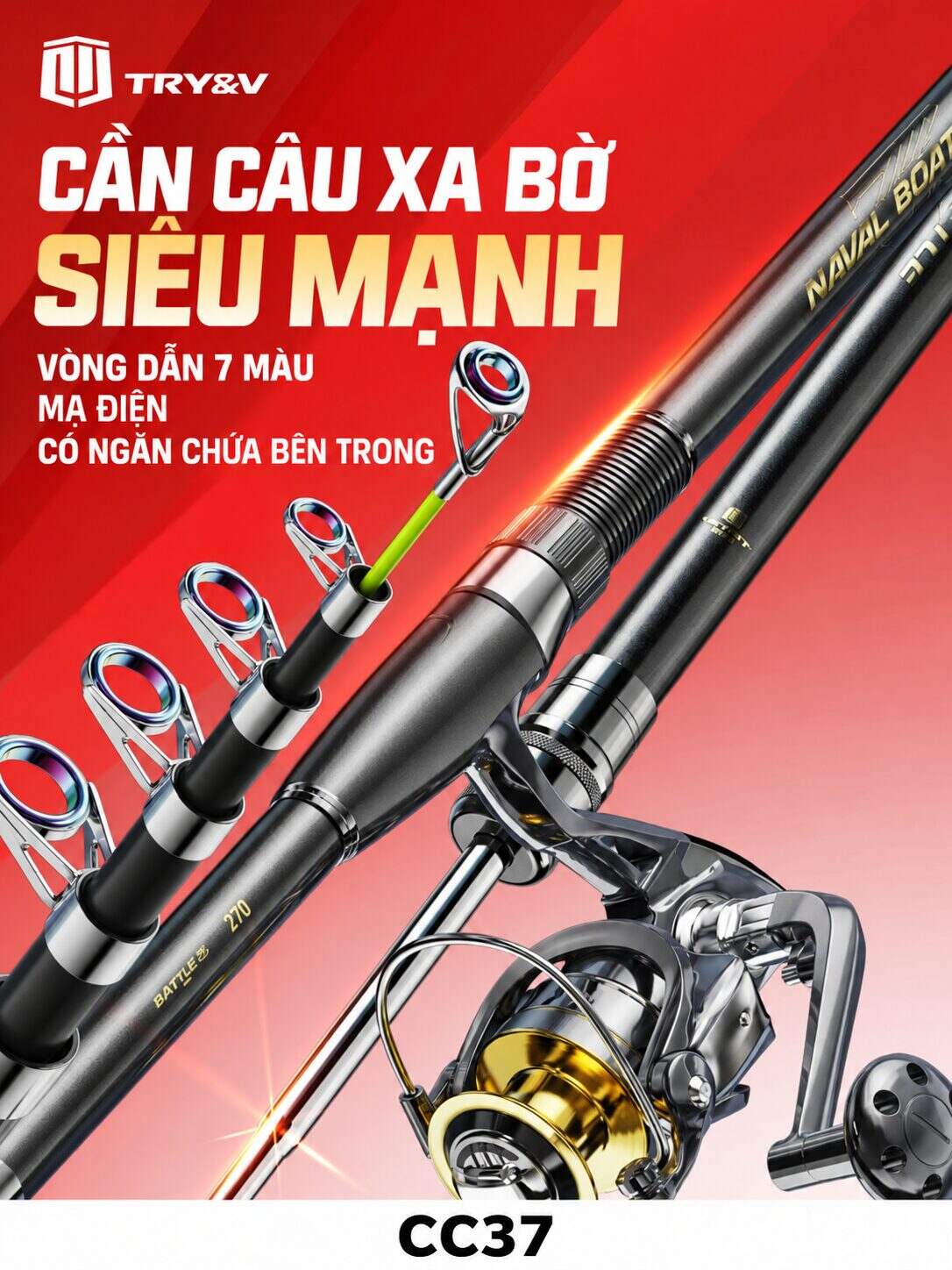 Cần Câu Xa Bờ Hải Chiến 3 Chính Hãng Chuangwei Try&V – CC37