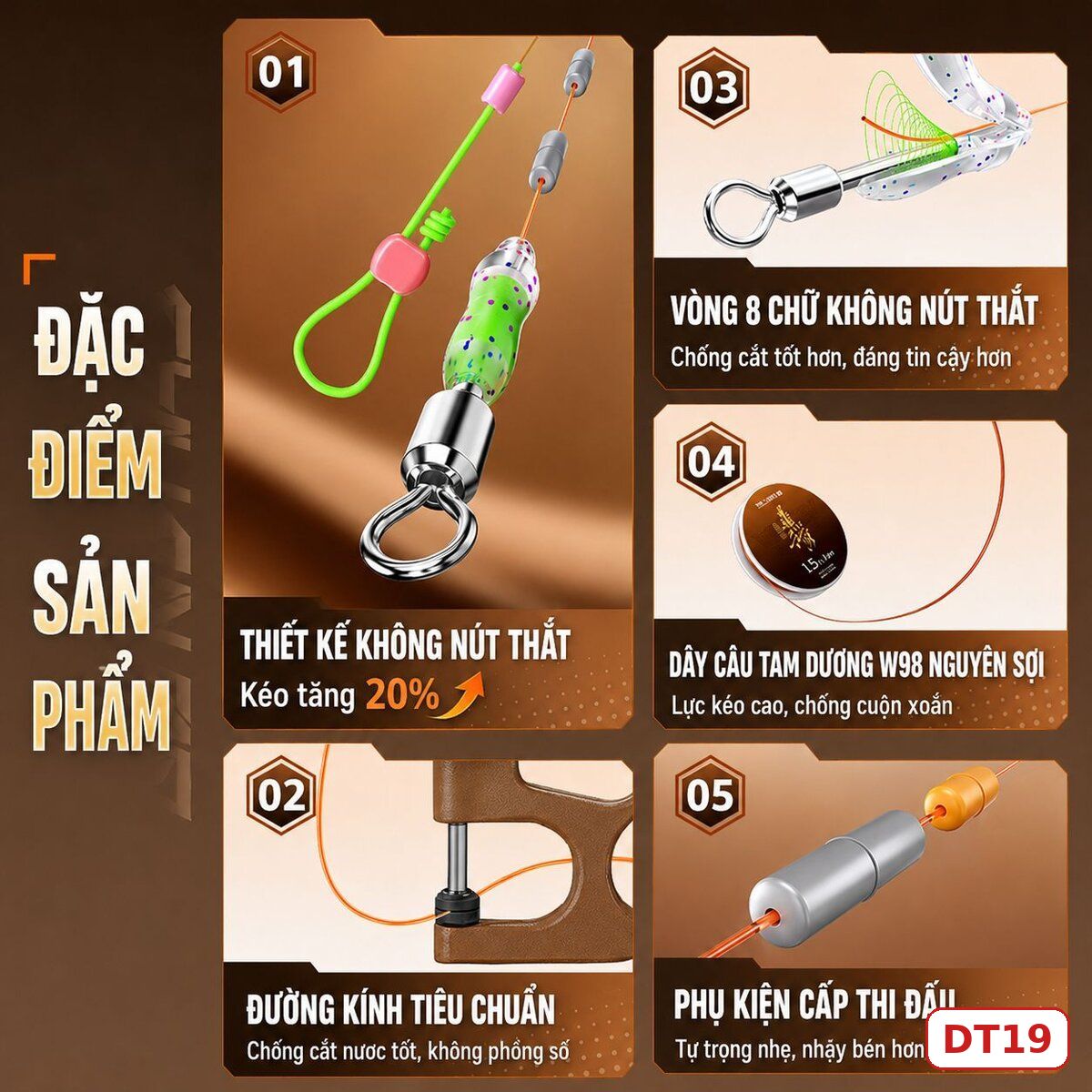 TRỤC CÂU ĐÀI KHÔNG NÚT THẮT CHUANZE NÂU CHÍNH HÃNG – DT19 TRỤC CÂU ĐÀI KHÔNG NÚT THẮT CHUANZE NÂU CHÍNH HÃNG – DT19
