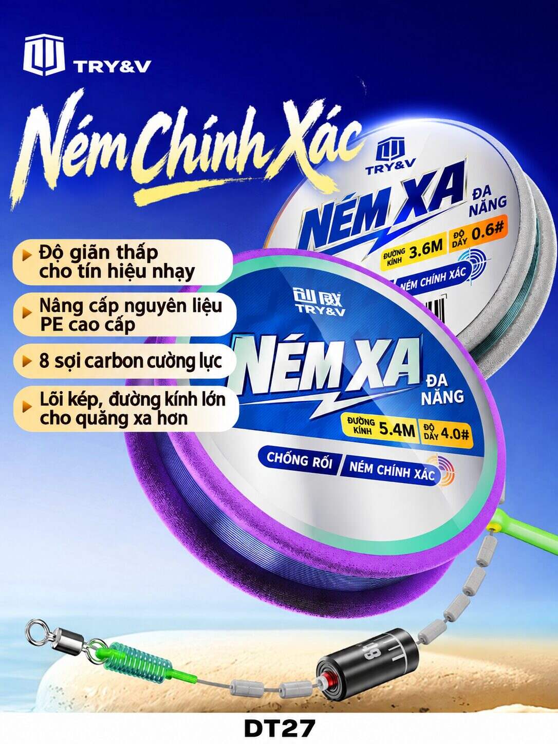 Dây Trục Câu Đài Không Nút Thắt Chính Hãng Chuangwei Try&V – DT27