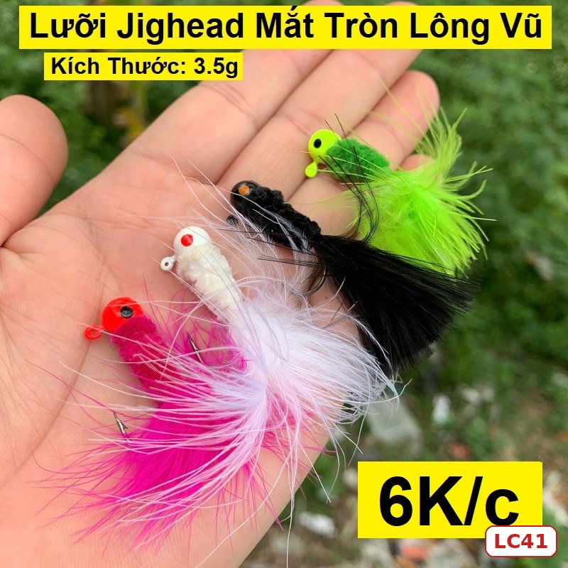 Lưỡi Jig đầu tròn lông vũ 3,5g LC41 Lưỡi Jig đầu tròn lông vũ 3,5g LC41