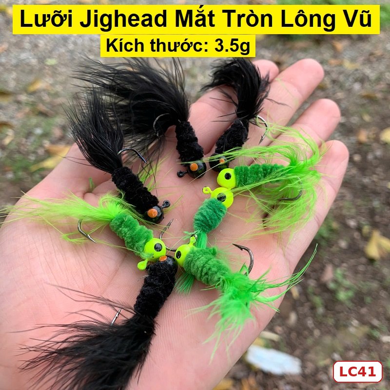 Lưỡi Jig đầu tròn lông vũ 3,5g LC41 Lưỡi Jig đầu tròn lông vũ 3,5g LC41