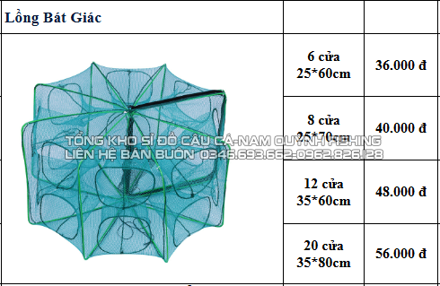 Lồng Bát Giác Chuyên Bắt Tôm, Cua, Lươn 6 cửa-LU10