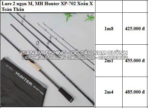 Lure 2 Ngọn M, MH Hunter XP-702 Xoắn X Toàn Thân 1m8 - LA