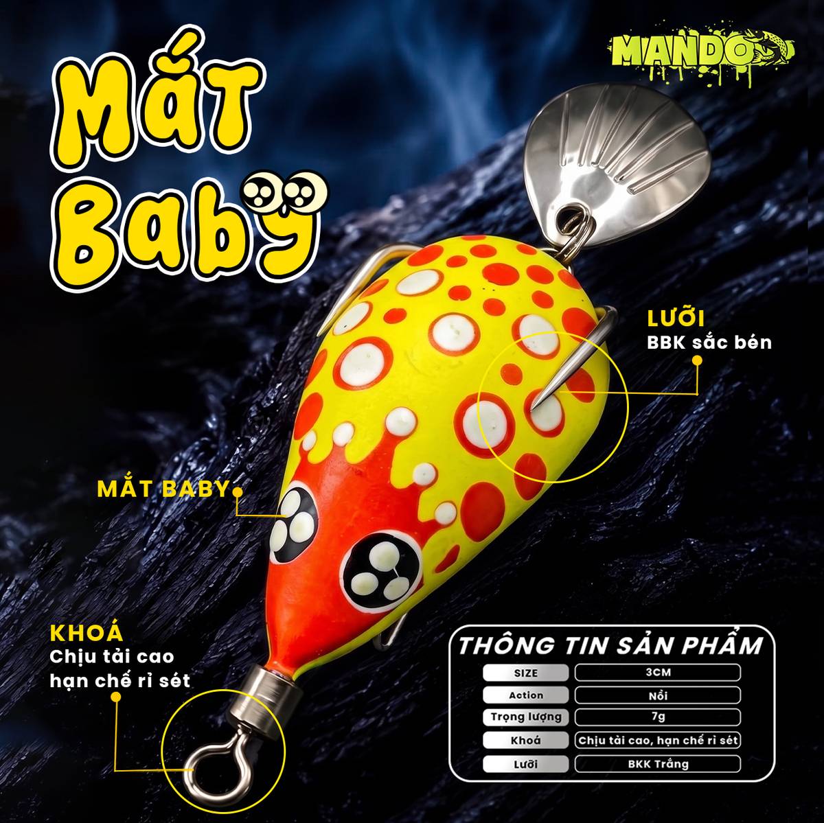 Nhái Hơi Mando Mắt Baby Chính Hãng – MO145 Nhái Hơi Mando Mắt Baby Chính Hãng – MO145