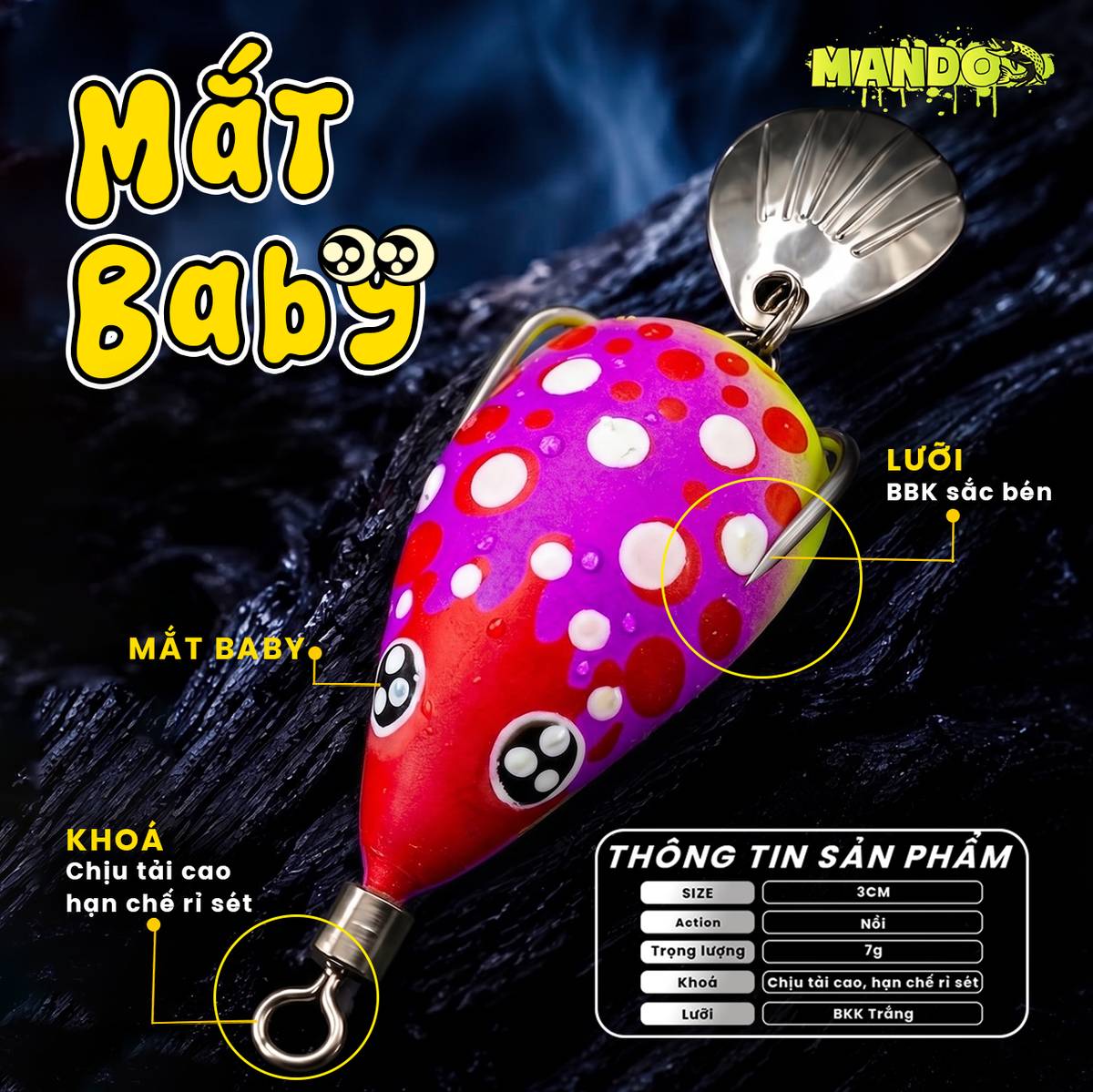 Nhái Hơi Mando Mắt Baby Chính Hãng – MO145 Nhái Hơi Mando Mắt Baby Chính Hãng – MO145