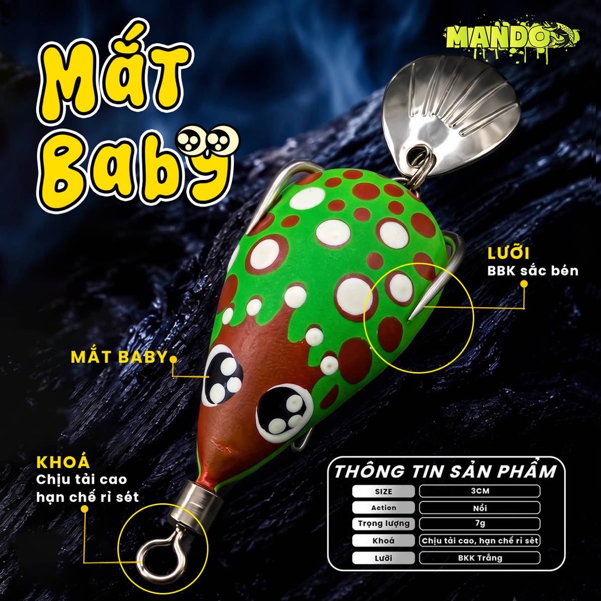 Nhái Hơi Mando Mắt Baby Chính Hãng – MO145 Nhái Hơi Mando Mắt Baby Chính Hãng – MO145