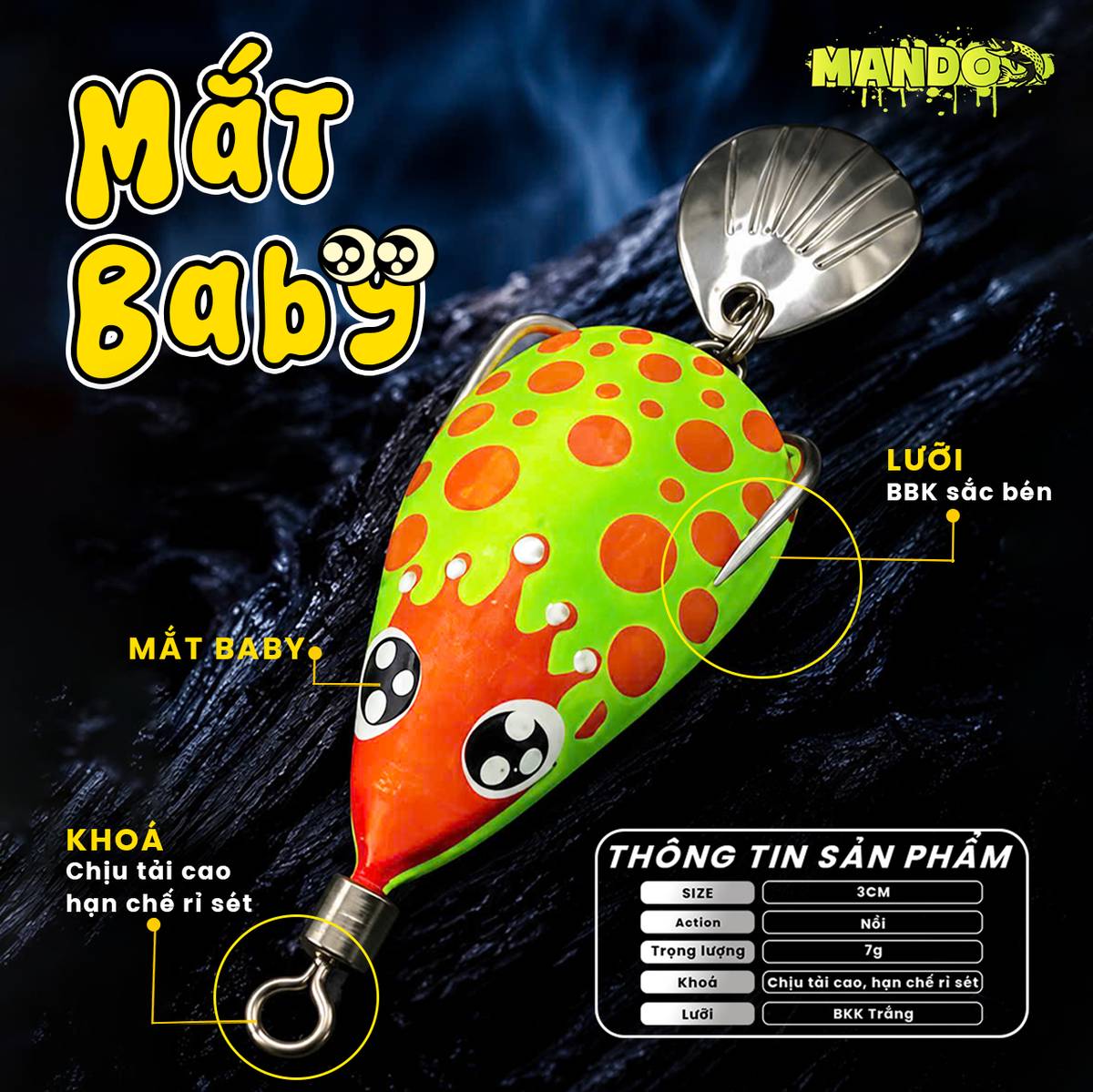 Nhái Hơi Mando Mắt Baby Chính Hãng – MO145 Nhái Hơi Mando Mắt Baby Chính Hãng – MO145