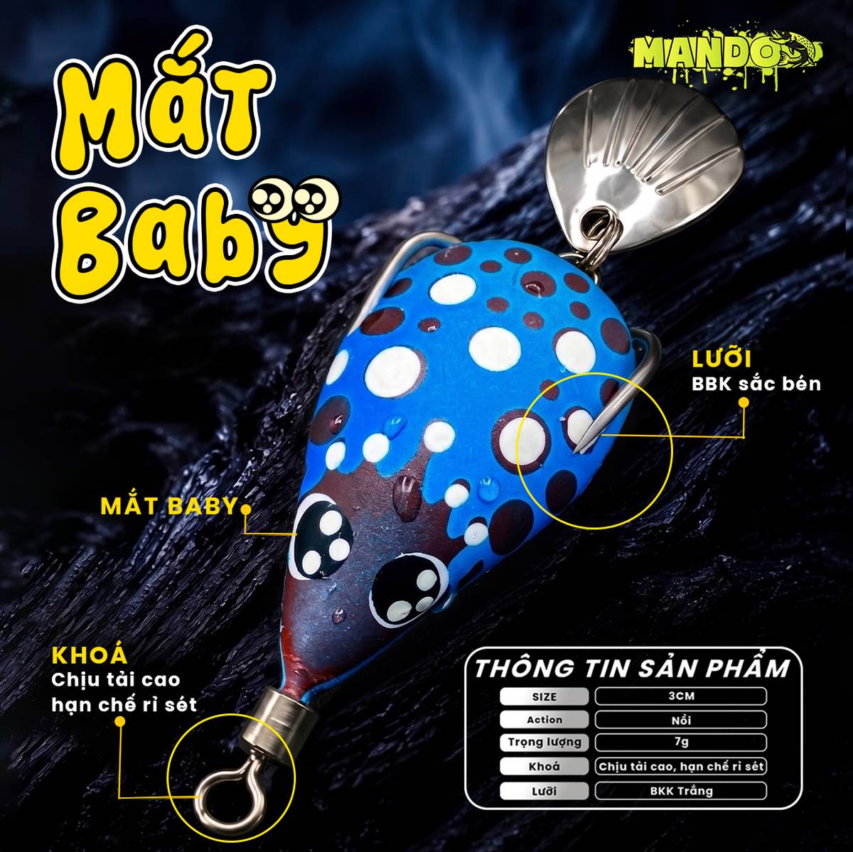 Nhái Hơi Mando Mắt Baby Chính Hãng – MO145 Nhái Hơi Mando Mắt Baby Chính Hãng – MO145