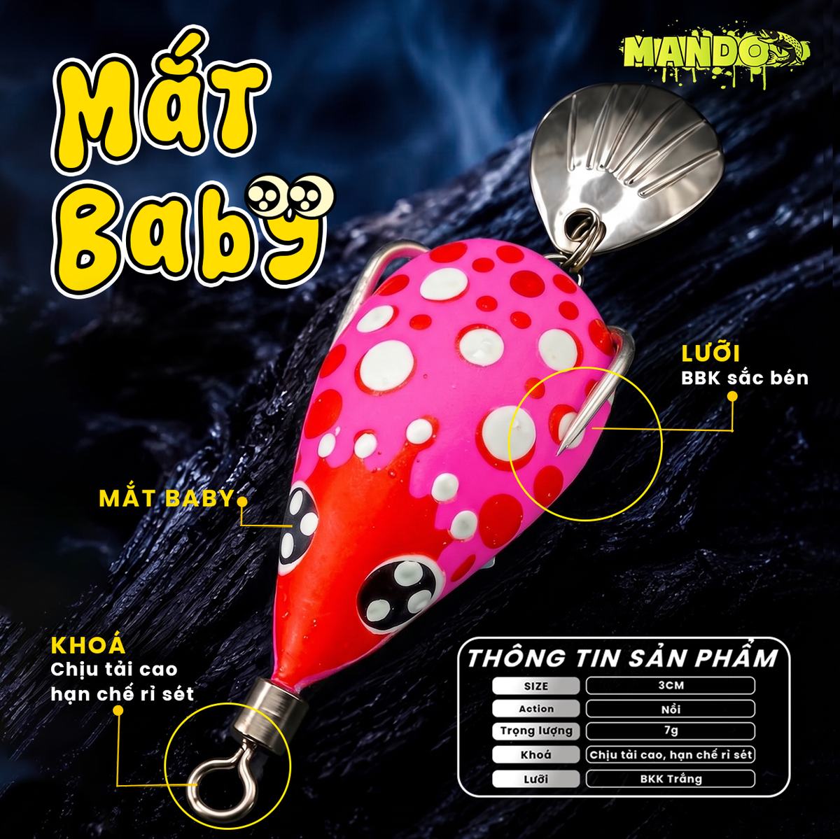 Nhái Hơi Mando Mắt Baby Chính Hãng – MO145 Nhái Hơi Mando Mắt Baby Chính Hãng – MO145