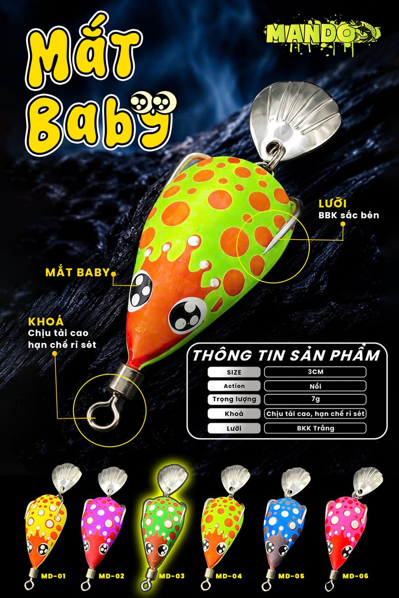 Nhái Hơi Mando Mắt Baby Chính Hãng – MO145 Nhái Hơi Mando Mắt Baby Chính Hãng – MO145