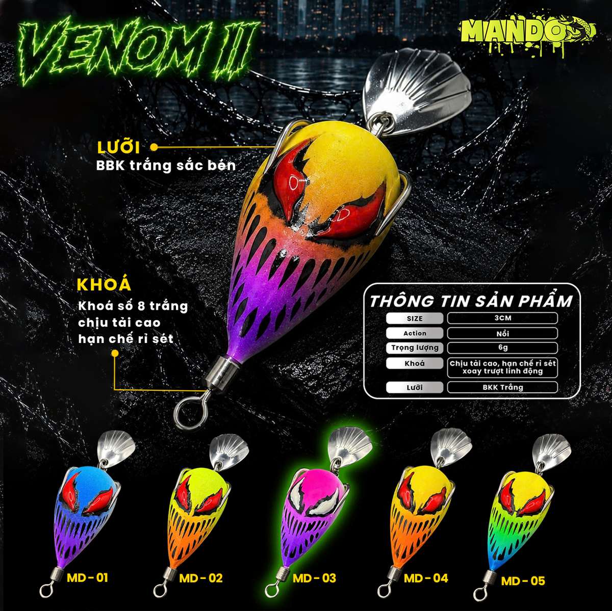 Nhái Hơi Mando Venom II Trơn Chính Hãng – MO155 Nhái Hơi Mando Venom II Trơn Chính Hãng – MO155