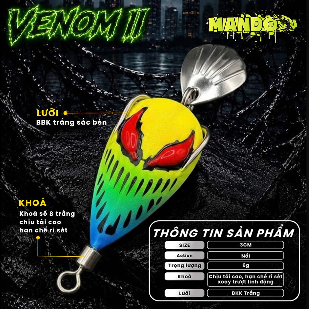 Nhái Hơi Mando Venom II Trơn Chính Hãng – MO155 Nhái Hơi Mando Venom II Trơn Chính Hãng – MO155