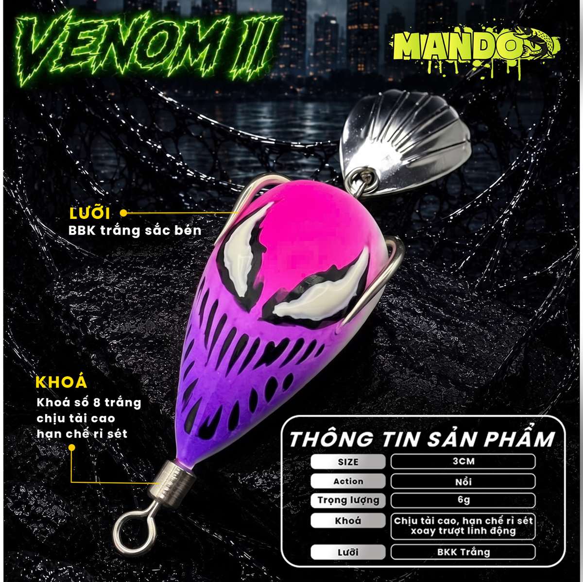 Nhái Hơi Mando Venom II Trơn Chính Hãng – MO155 Nhái Hơi Mando Venom II Trơn Chính Hãng – MO155