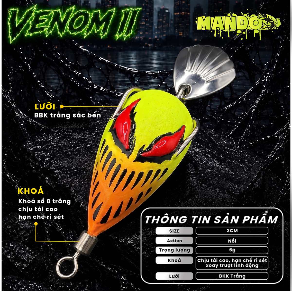 Nhái Hơi Mando Venom II Trơn Chính Hãng – MO155 Nhái Hơi Mando Venom II Trơn Chính Hãng – MO155