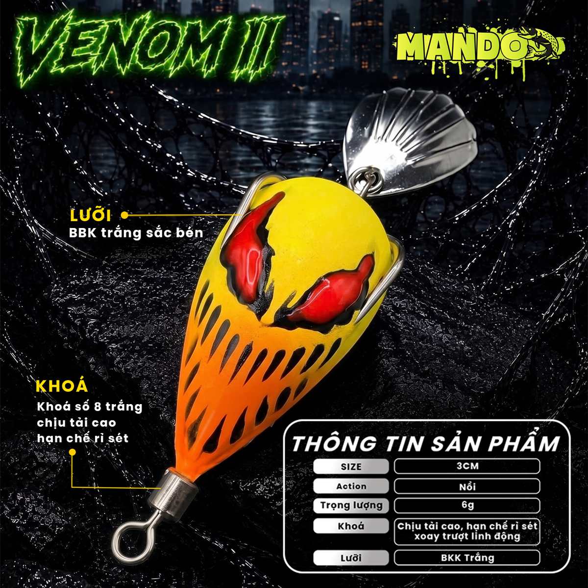 Nhái Hơi Mando Venom II Trơn Chính Hãng – MO155 Nhái Hơi Mando Venom II Trơn Chính Hãng – MO155
