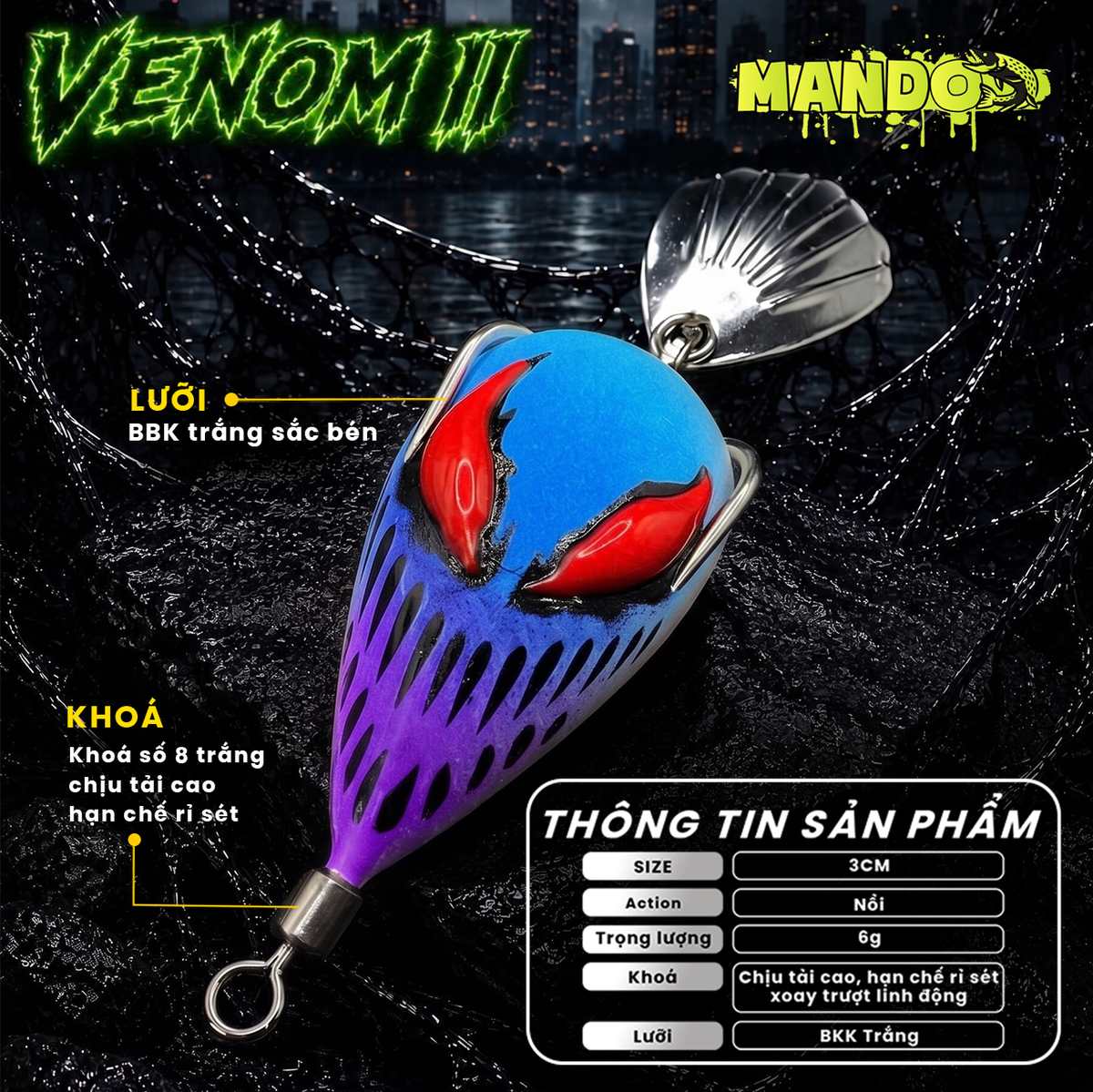Nhái Hơi Mando Venom II Trơn Chính Hãng – MO155 Nhái Hơi Mando Venom II Trơn Chính Hãng – MO155