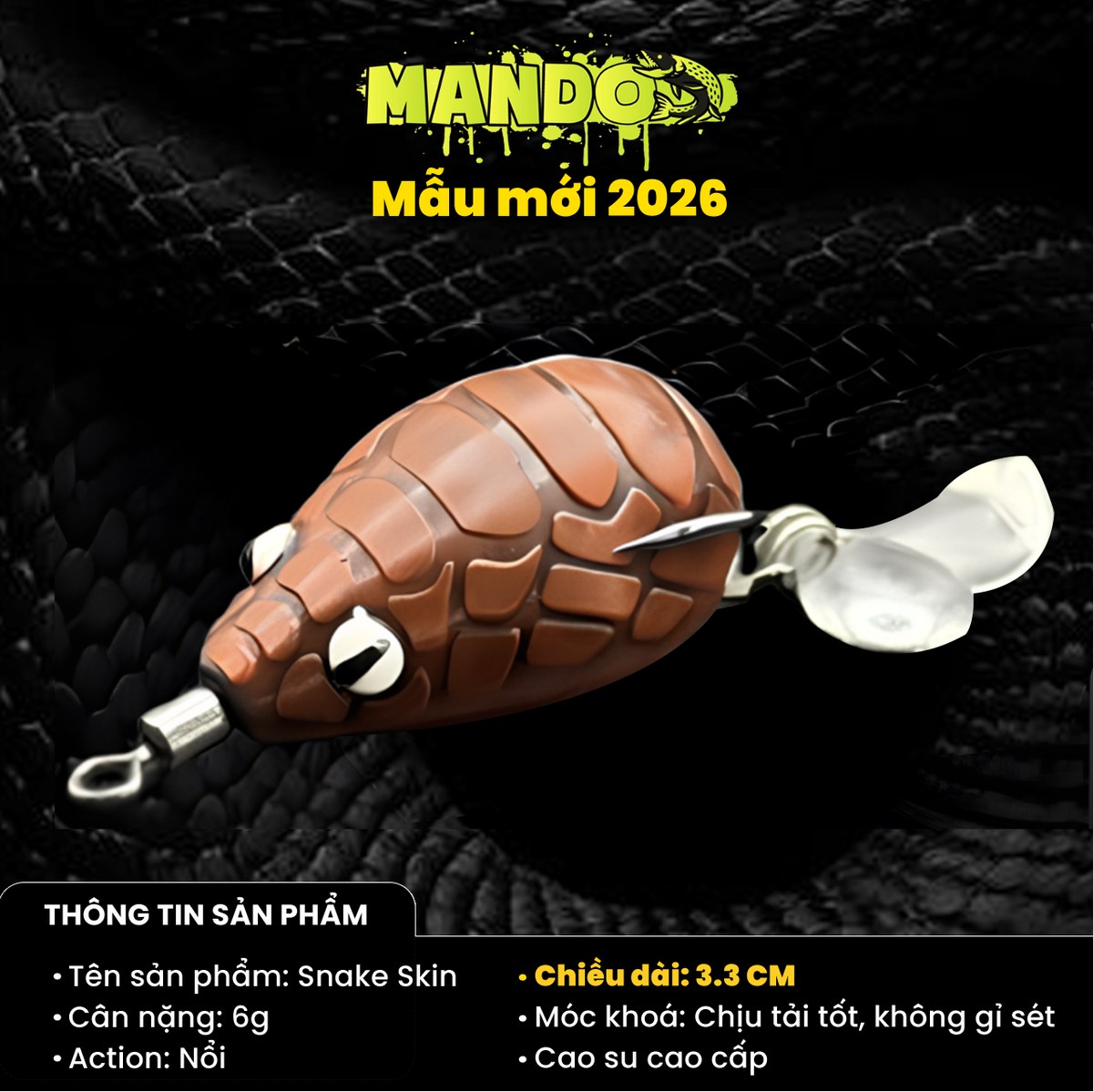 Nhái Hơi Mando Snake Skin Chính Hãng – MO83 Nhái Hơi Mando Snake Skin Chính Hãng – MO83