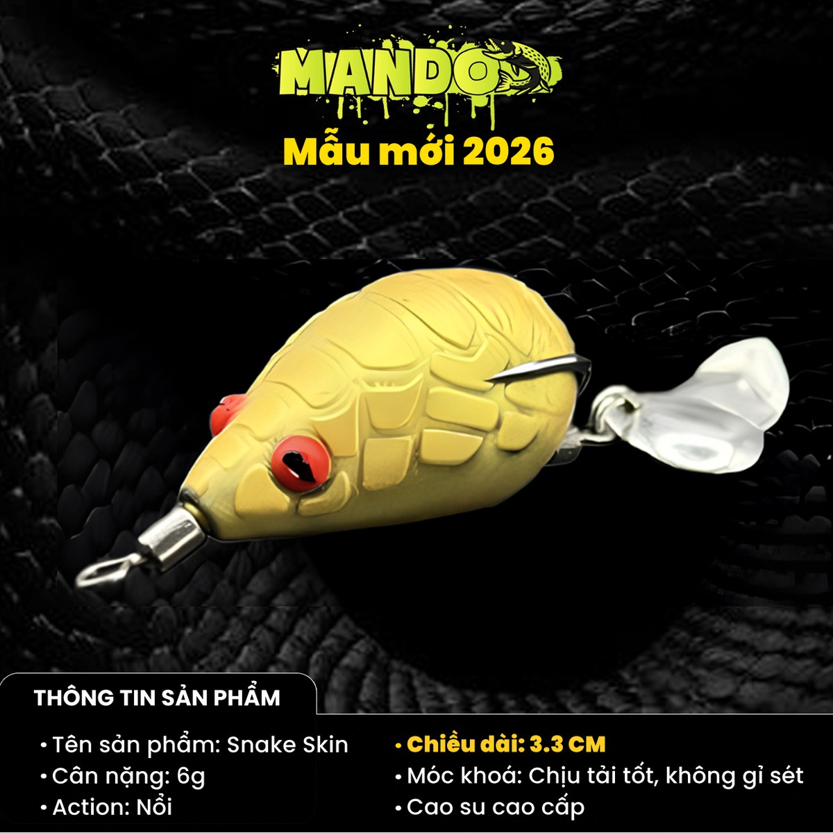 Nhái Hơi Mando Snake Skin Chính Hãng – MO83 Nhái Hơi Mando Snake Skin Chính Hãng – MO83